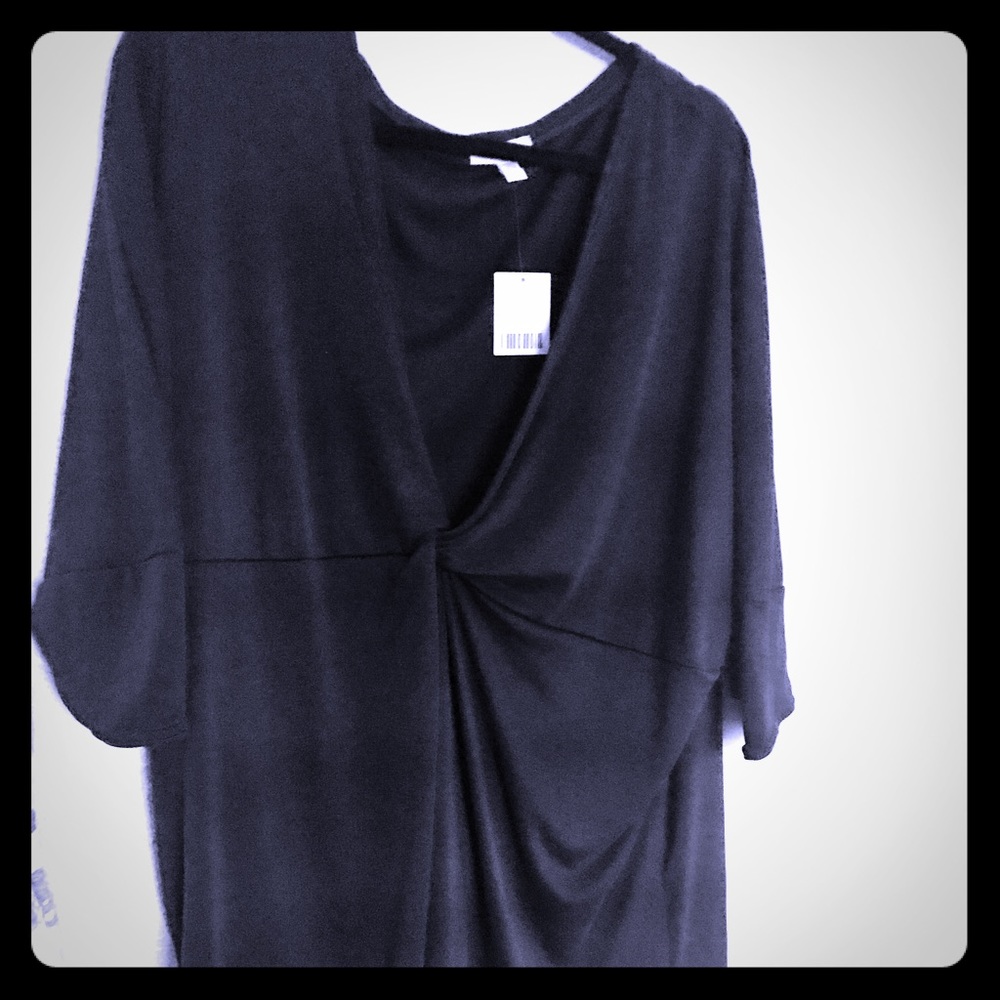 Black faux tie top